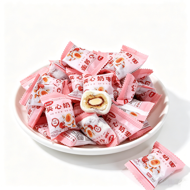 夹心奶枣无核红枣巴旦木仁杏仁全脂乳粉麦芽糖浆散装零食独立包装