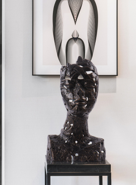 欧式铸铁抽象艺术人脸面具摆件后现代家居K软装饰品办公室玄关雕