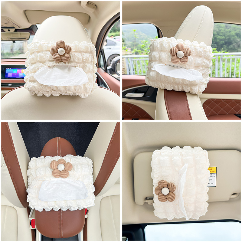 车载纸巾盒e汽车抽纸盒扶手箱遮阳板座椅挂式可爱简约高级感纸袋 - 图1