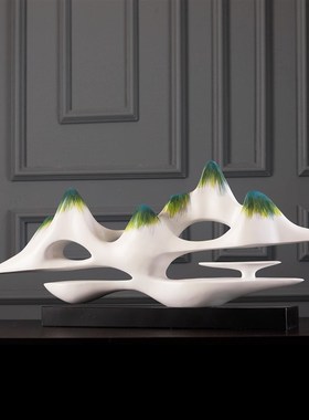 新中式摆件假f山家居饰品酒店软装中国风禅意博古架玄关门桌面摆