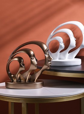 轻奢高档电视柜艺术装饰摆件创意人脸玄关N酒柜样品房工艺品摆饰