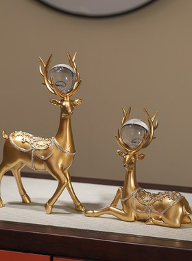 新中式葫芦白菜鹿摆件家居电视酒柜E招财装饰品送闺蜜好友乔迁礼