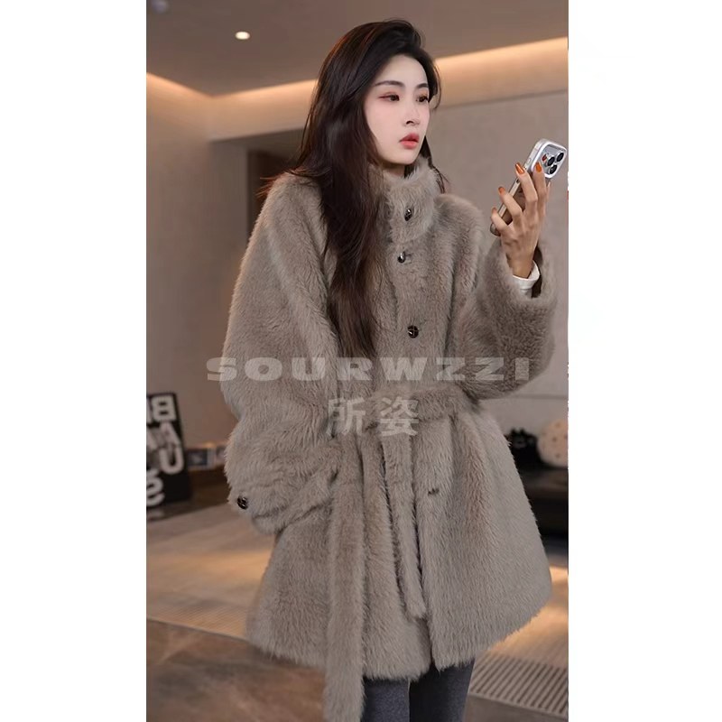 SOURWZZI/所姿新款轻奢羊毛拉绒冬季时尚休闲女士外套SZ-25627,淘宝优惠券,粉丝福利购,淘宝优惠卷