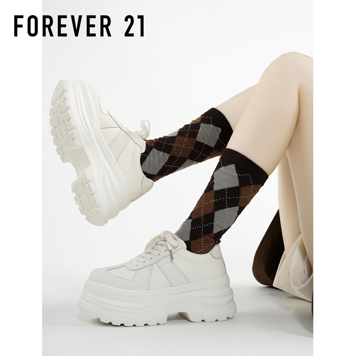 Forever21长腿日记|超轻厚底增高百搭松糕小白鞋休闲运动板鞋女,淘宝优惠券,粉丝福利购,淘宝优惠卷