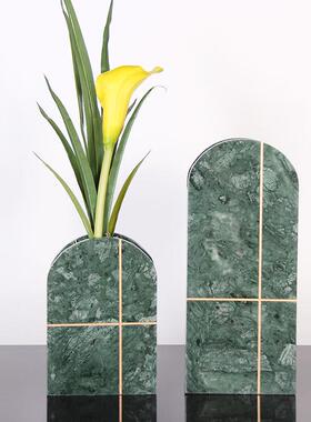 轻奢现代花器花插摆件大理石亚克力合金装饰品样板间别墅客厅搭配