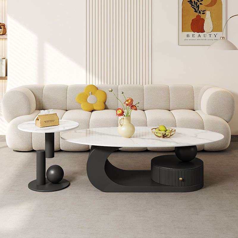 2025新款椭圆形岩板茶几客厅家用轻奢现代新款简约小户型奶油风,淘宝优惠券,粉丝福利购,淘宝优惠卷