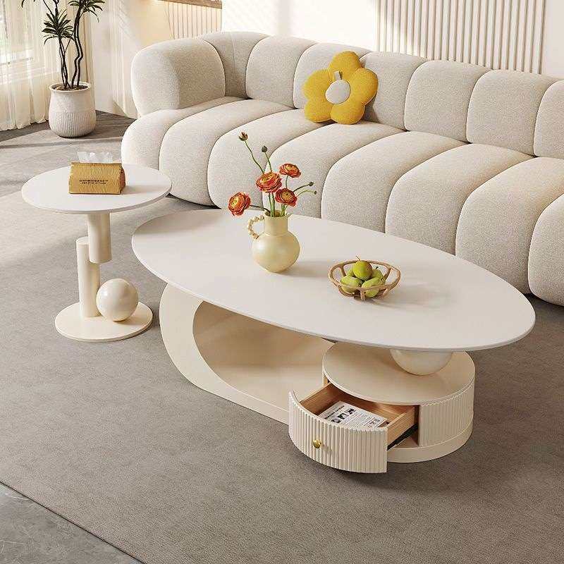 2025新款椭圆形岩板茶几客厅家用轻奢现代新款简约小户型奶油风,淘宝优惠券,粉丝福利购,淘宝优惠卷
