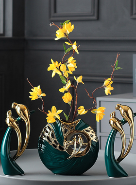 电视柜酒柜装饰品摆件客厅卧室书架玄关创意家居摆设X花瓶轻奢创