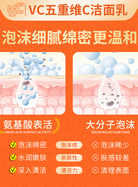 【VC洁面乳】控油深层清洁男士