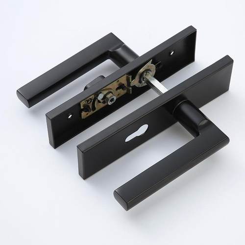 简约现代卧室静音磁吸房门锁家用现代门锁拉丝实木门把手室内门锁 - 图1