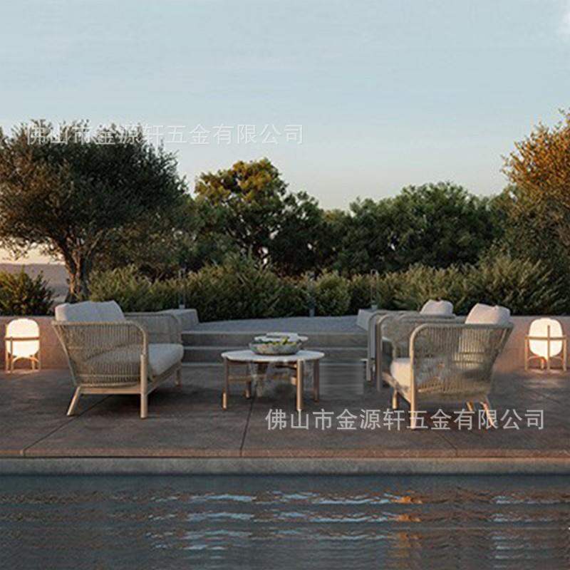 桌椅别墅藤编茶几单人户外花园庭院防水露台沙发阳台藤椅柚木民宿 - 图2