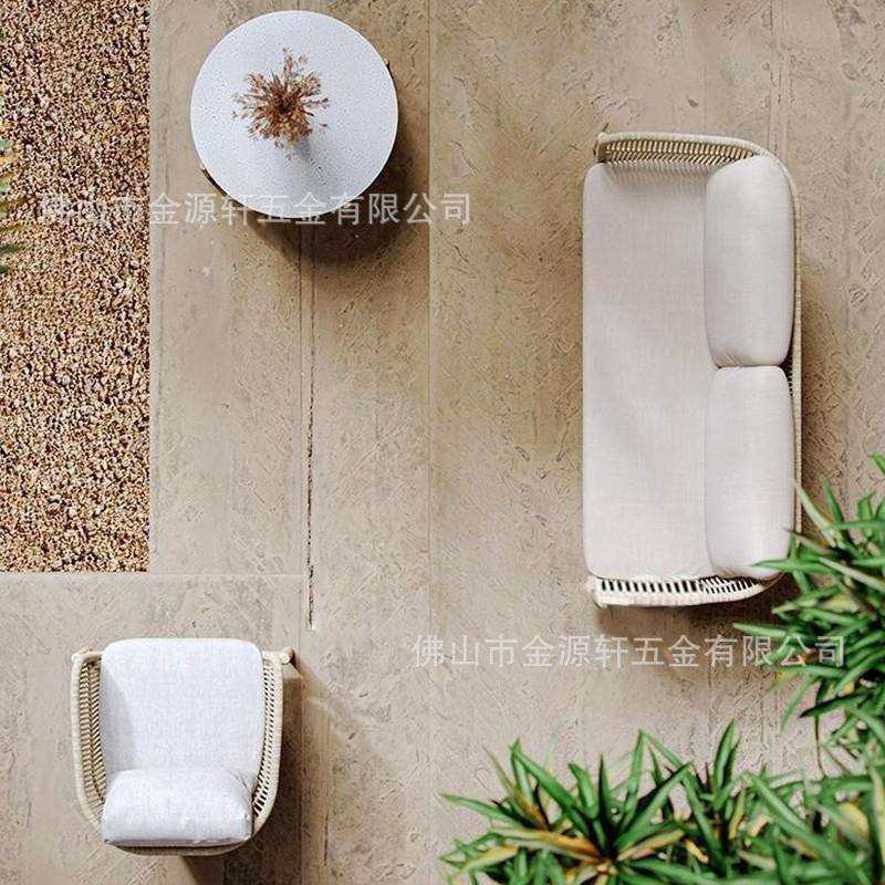 桌椅别墅藤编茶几单人户外花园庭院防水露台沙发阳台藤椅柚木民宿 - 图0