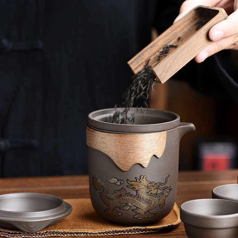 高端便携式旅行茶具紫砂变色快客公道杯一壶六杯茶水分离杯整套装,淘宝优惠券,粉丝福利购,淘宝优惠卷