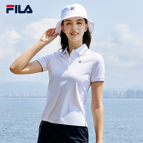 FILA斐乐凉感短袖POLO衫女士夏季新款透气商务休闲针织翻领T恤衫 - 图0