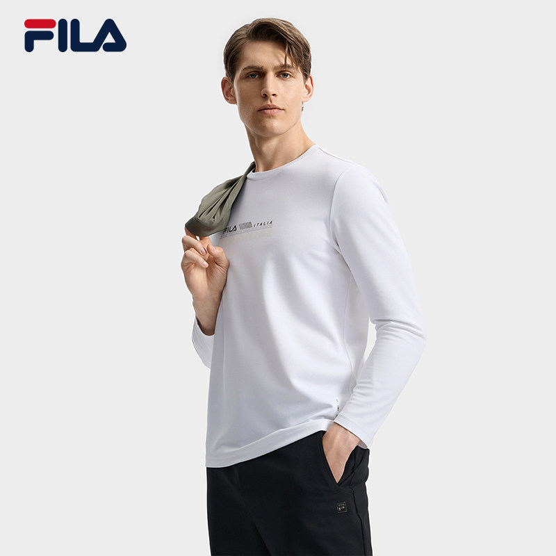 FILA 斐乐官方男长袖T恤秋季新款时尚圆领运动长打底上衣,淘宝优惠券,粉丝福利购,淘宝优惠卷