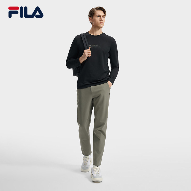 FILA 斐乐官方男长袖T恤秋季新款时尚圆领运动长打底上衣,淘宝优惠券,粉丝福利购,淘宝优惠卷