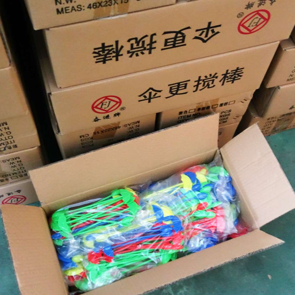 源厂新款创意塑料咖啡棒 KTV调酒塑料果汁棒 伞型带勺搅拌棒 - 图2