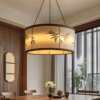 Song Dynasty Aesthetic Round Bamboo Leaf Landscape Painting Living Room Restaurant Zen Tea Room Study Bedroom Bed and Breakfast Fabric Chandelier