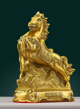 纯黄铜马摆件生肖马马到成功工艺品办公室客厅S家居店铺装饰礼品