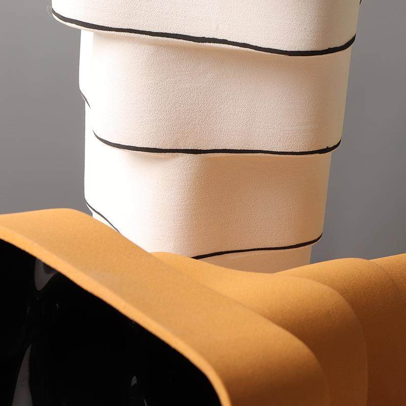 现代简约磨砂陶瓷花瓶样板房酒店创意插花装饰品售楼部色黄白摆件,淘宝优惠券,粉丝福利购,淘宝优惠卷