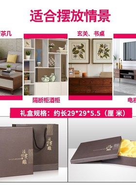 五牛图摆件办公室桌面装饰品赏盘装饰盘子客厅玄R关柜博古架工艺