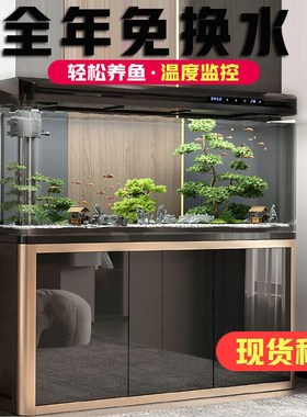 鱼缸客厅2025新款鱼缸水族箱中小型客厅鱼缸家用生态懒人免换水玻