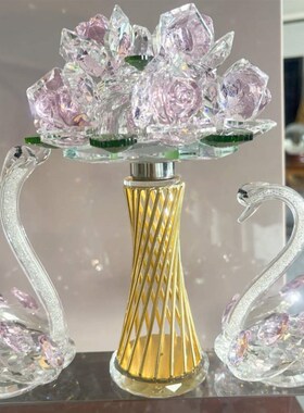 高档轻奢水晶玫瑰花摆件礼物订婚结婚纪念品酒柜客厅高级感装饰品