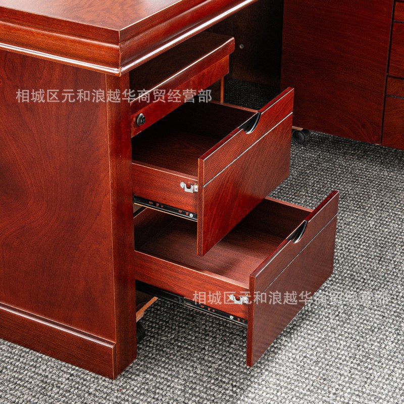 老板桌班台d经理大班桌新中式实木中班台桌椅组合带锁侧柜办公室 - 图2