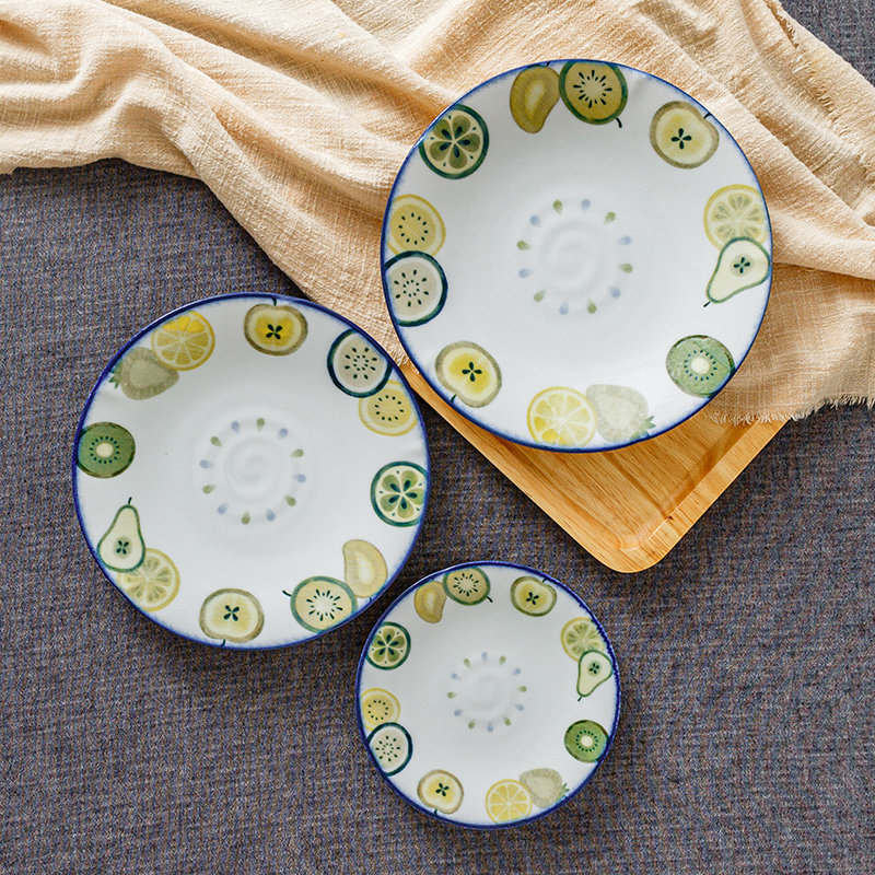 千代源日本进口彩果实陶瓷釉下彩盘子餐盘水果柠檬插画家用餐具,淘宝优惠券,粉丝福利购,淘宝优惠卷