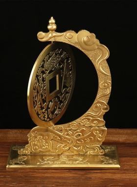大铜钱摆件镇*之宝旋转摆件吉祥如意铜钱摆件铜器