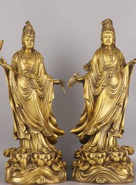 杨铜记 家居办公室三圣摆件厂家 铜西方三圣 华严三圣