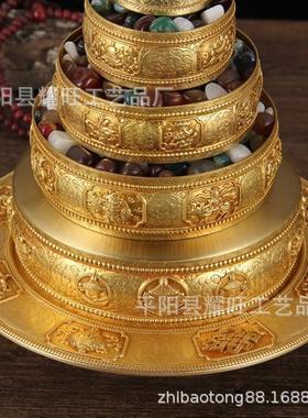 藏族曼扎盘 索达吉曼扎盘修法纯铜八吉祥曼茶罗曼达盘 37堆曼扎