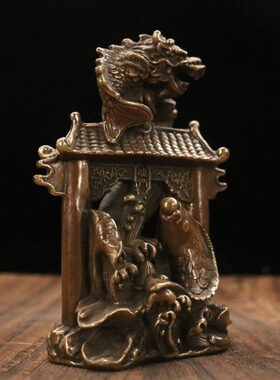 门桌面家居摆件黄铜送朋友龙跃小号礼品雕塑书桌新品工艺品鲤鱼