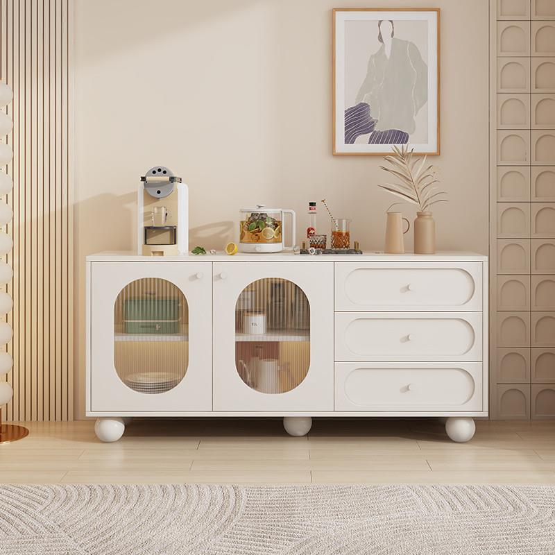 FN6奶油风实木五斗柜卧室收纳柜靠墙床头柜新款法式角柜客厅沙发 - 图0