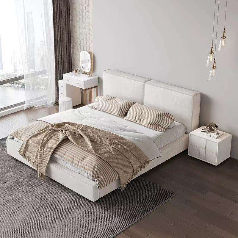 豆腐块baxter床双人床科技布大床轻奢主卧现代简约小户型奶油风床 - 图0