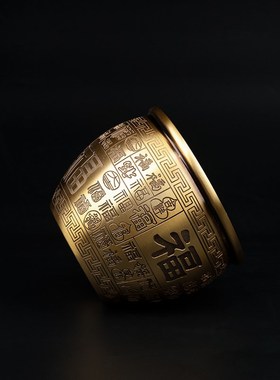 百福缸黄铜米h缸聚宝盆摆件家居客厅装饰品招聚办公室财大号铜缸