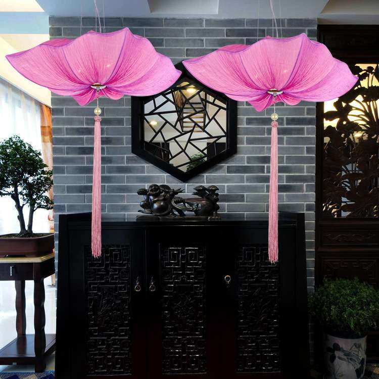 现代中式布艺四方荷叶吊灯创意茶馆餐厅仿古阳台灯笼酒店茶楼灯具,淘宝优惠券,粉丝福利购,淘宝优惠卷