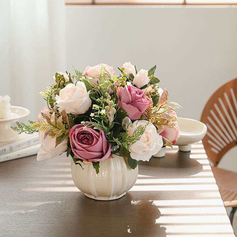 仿真花艺套装家居餐桌桌面轻奢摆件摆设假花装饰花绢花客厅花艺,淘宝优惠券,粉丝福利购,淘宝优惠卷