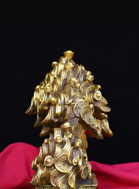 迎客松创意家居摇钱树铜开业礼品摆件办公室发财树招财客厅发财树