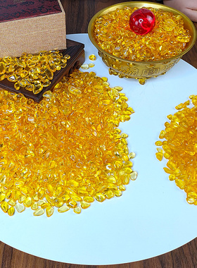 黄水晶碎石大颗粒原石聚宝盆装饰品工艺品摆.件干花花瓶