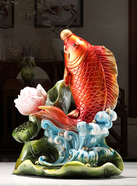 新中式年年有鱼摆件锦鲤乔迁之喜C轻奢高档家居客厅玄关酒柜装饰