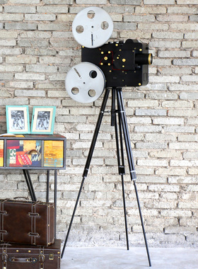 复古工业风老式h电影放映机模型摄影像机咖啡店装饰摆件橱窗陈列