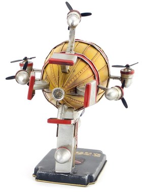 复古铁艺红色警戒基洛夫飞艇x摆件怀旧做旧工艺品摆设桌面装饰品