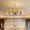 Fan lamp Song Dynasty aesthetic living room chandelier new Chinese Zen creative personality fabric Chinese ancient style restaurant lamps
