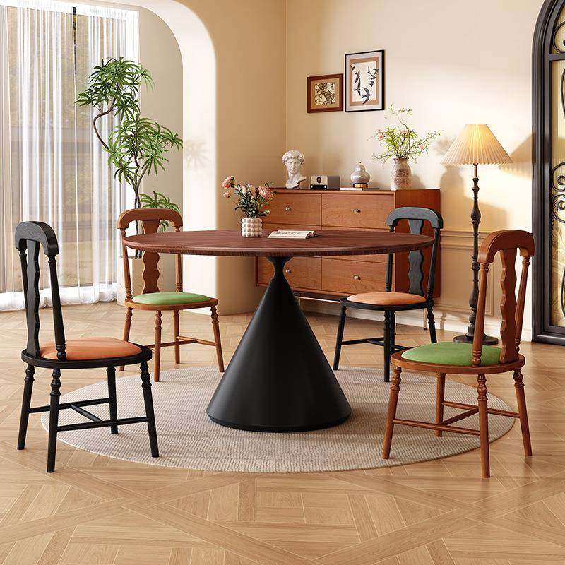 中古风实木餐桌椅组合家用小户型客厅圆桌白蜡木设计师沙漏脚饭桌 - 图2