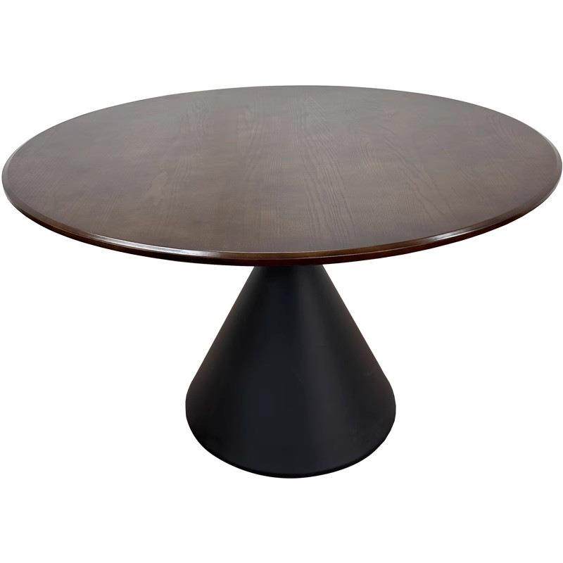 中古风实木餐桌椅组合家用小户型客厅圆桌白蜡木设计师沙漏脚饭桌 - 图3