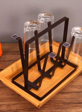 美工复古简约手提铁艺酒杯架摆件创意家居会所店铺工艺装饰品摆设