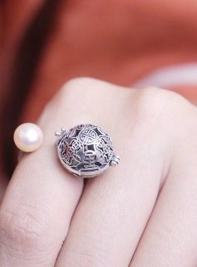 香囊球珍珠戒指环镂空随身佩戴扩香丸持久淡香可打开口调节复古风