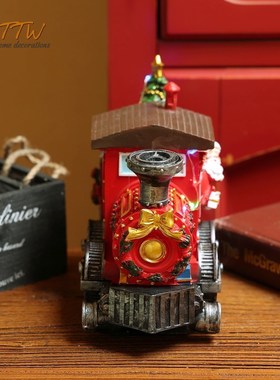 圣诞音乐亮灯装饰品蒸汽火车家居节D日氛围场景布置圣诞节礼物摆