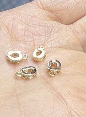 镶锆石高保色小号D型开口万能扣diy手链手串项链饰品配件